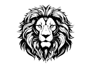 Majestic Mane Monochrome Lion Face Logo: Discover Elegance in Black and White, Perfect for Timeless Branding and Iconic Design – Unleash the Power and Grace of the King of Beasts in Your Visual Identi