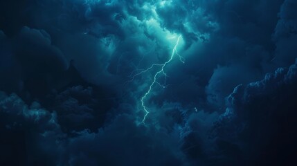 lightning strikes against the dark cloudy sky