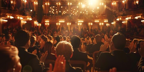Award Ceremony Applause An elegant award ceremony with an audience clapping detailed stage and lighting