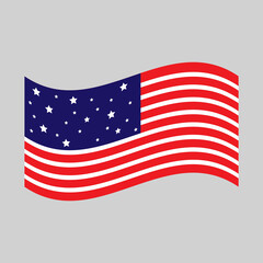 Fototapeta premium close up view of american flag, United States flag isolated on white, American flag on flat style, United States flag. American symbol. Independence day.