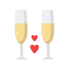 Glass of champagne in cute style
