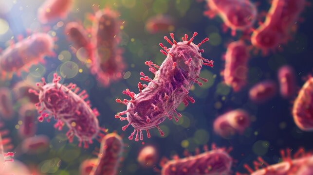 Closeup of Listeria monocytogenes bacteria in microscope