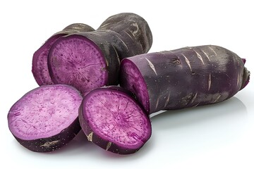 Naklejka premium A group of purple potatoes sitting next to each other