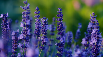 Naklejka premium Lavender flowers closeup Composition of nature : Generative AI