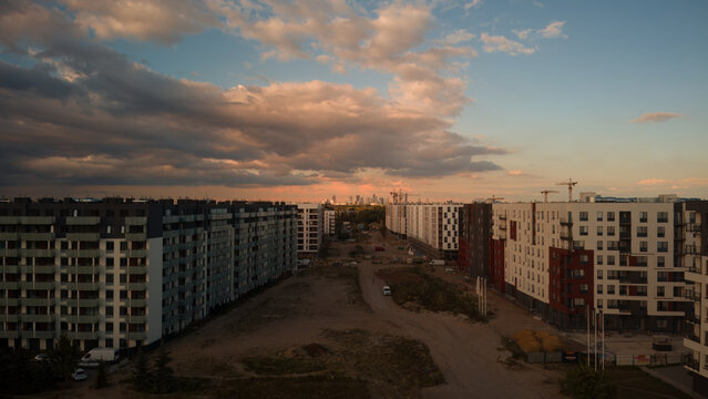 New apartment blocks built on industrial estates in Ursus, Warsaw, the housing market and the growth of urban areas, migration of people to cities