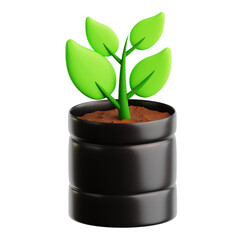 tree seed plant growing in polybag black plastic ​bag​ 3d icon illustration render design