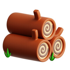 Log trunks pile wood industry material 3d icon illustration render design