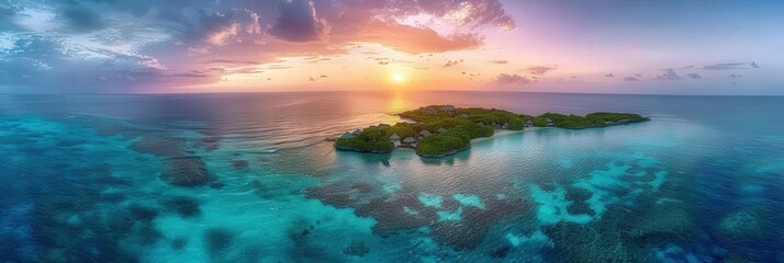 Obraz premium Tropical Island Sunset Paradise