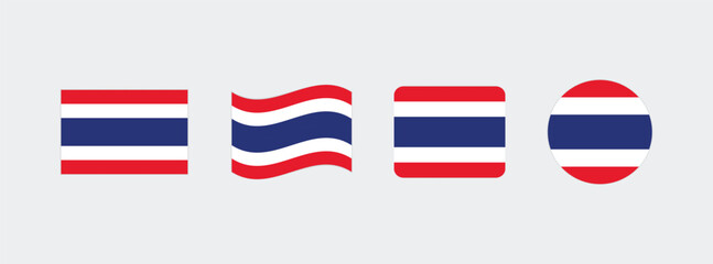Vector Thailand flag. Set of Thailand Flags Collection. 
