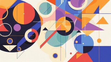 Obraz premium Balanced geometric design with circles, triangles, and squares representing the facets of friendship.