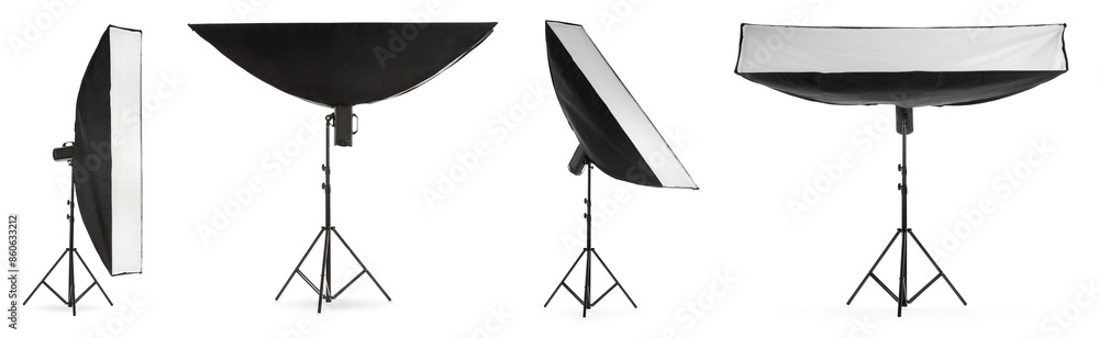 Wall mural Professional lighting equipment isolated on white, set