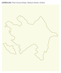Azerbaijan plain country map. Medium details. Outline style. Shape of Azerbaijan. Vector illustration.