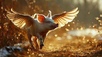 Happy winged pig. If pigs could fly.