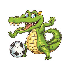 Fototapeta premium vector Cute crocodile playing football