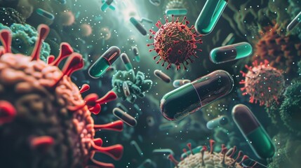 Microscopic view of antibiotic-resistant bacteria