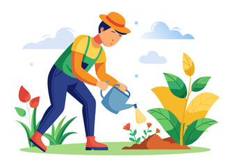 farmer working in the garden