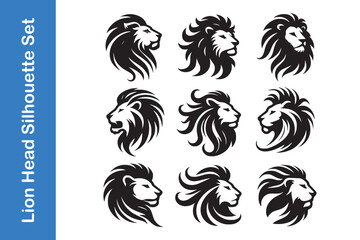 Fototapeta premium Lion Head Set with editable vector. 