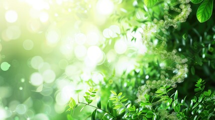Bright sunlight filtering through lush green foliage with bokeh effect