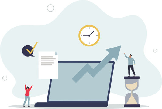Time tracking and effective working hours management .Productive software app for employee work efficiency monitoring.flat illustration
