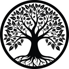 Tree circle laser cutting template Silhouette design