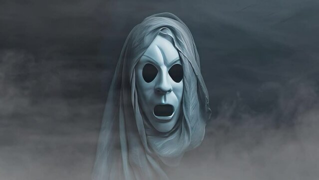 Spooky Halloween Ghost on a Black Background