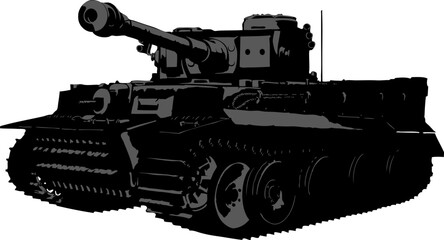 Vector image of a German heavy tank Tiger. Panzerkampfwagen