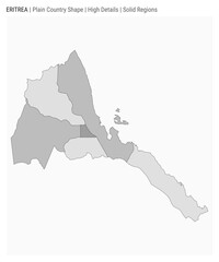 Eritrea plain country map. High Details. Solid Regions style. Shape of Eritrea. Vector illustration.