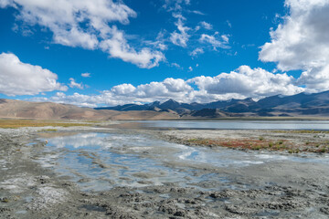 Tso Momriri, a high-altitude lake in the Himalayas, Ladakh, mountain lake, India