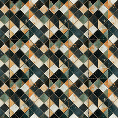 Geometric pattern of aged tiles in earthy tones.