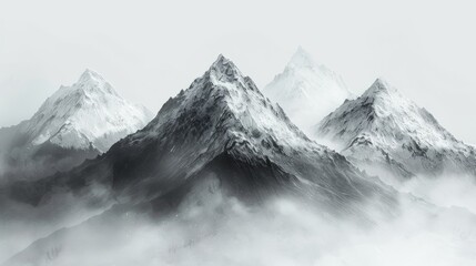 Snow-capped mountains in the clouds