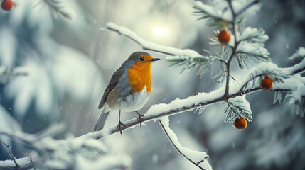 robin in snow