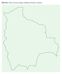 Bolivia plain country map. Medium details. Outline style. Shape of Bolivia. Vector illustration.