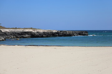 Picturesque seascape with cliffs in Ostuni, Italy