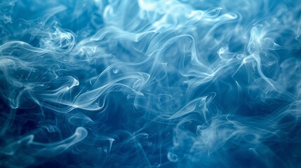 Abstract smoke swirls on blue background