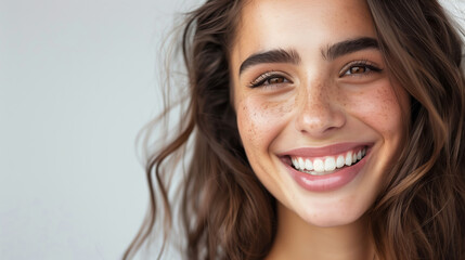 Naklejka premium Portrait of a young beautiful smiling girl