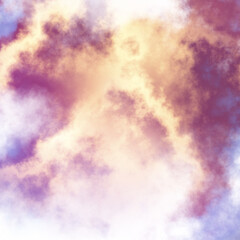 Fractal render, abstract fantasy background of colorful sky with colorful clouds