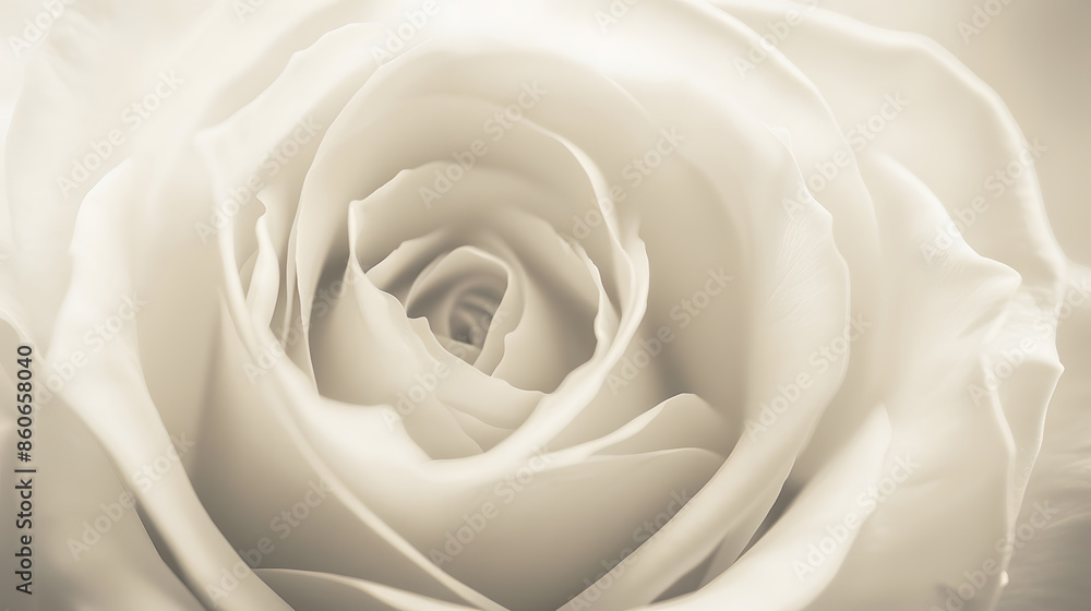Poster white rose closeup can use as background soft focus in sepia toned retro style : generative ai