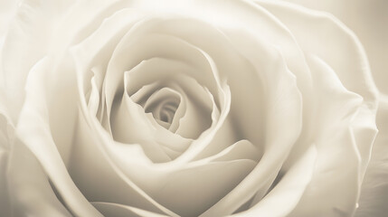 White rose closeup can use as background Soft focus In Sepia toned Retro style : Generative AI