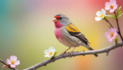 colourful tiny finch stands on a branch | Bird Photography