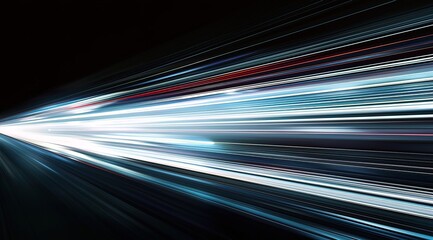 Abstract Light Blue Lines on a Dark Background with a Bright Center. Dynamic and High-Speed Streaks of Light, Creating a Sense of Motion and Energy in a Futuristic, Digital Composition.