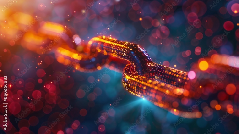 Poster digital chain link with bokeh background