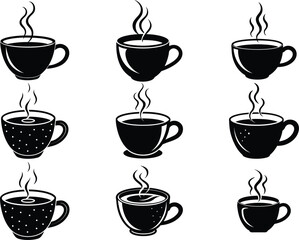 Coffee cups vector set Coffee tea drink logo idea Cup logo idea