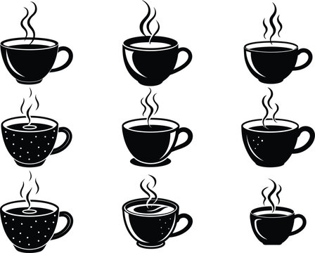 Coffee cups vector set Coffee tea drink logo idea Cup logo idea