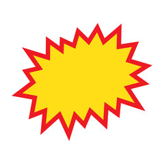 Blank sale tags. Ribbon sale banners. Red and yellow starburst stickers. Pop art funny bang bubble on white background. Cartoon comic style.