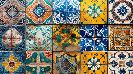Colorful decorative tiles in a pattern