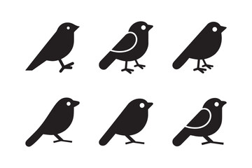 Set of silhouettes of birds Vector illustration white background