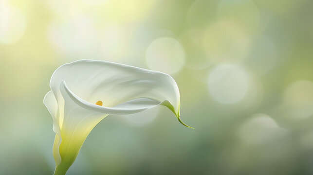 selective focus of calla lily or arum lily Zantedeschia aethiopica with blurred background : Generative AI