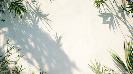 Fototapeta premium Palm leaf shadows on white wall