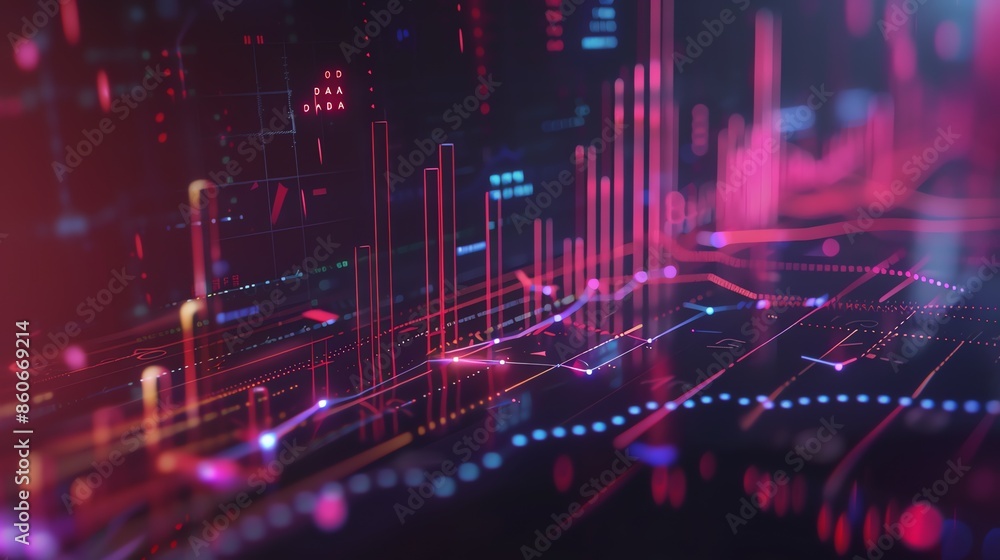 Aufkleber 3d rendering of abstract digital background with glowing particles and lines. futuristic technology 