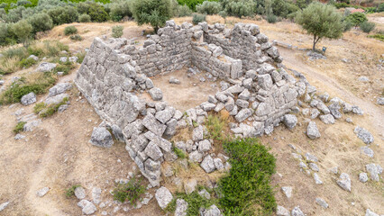 Fototapeta premium Ancient Greek pyramid building at Peloponnesus, Elliniko village, Greece